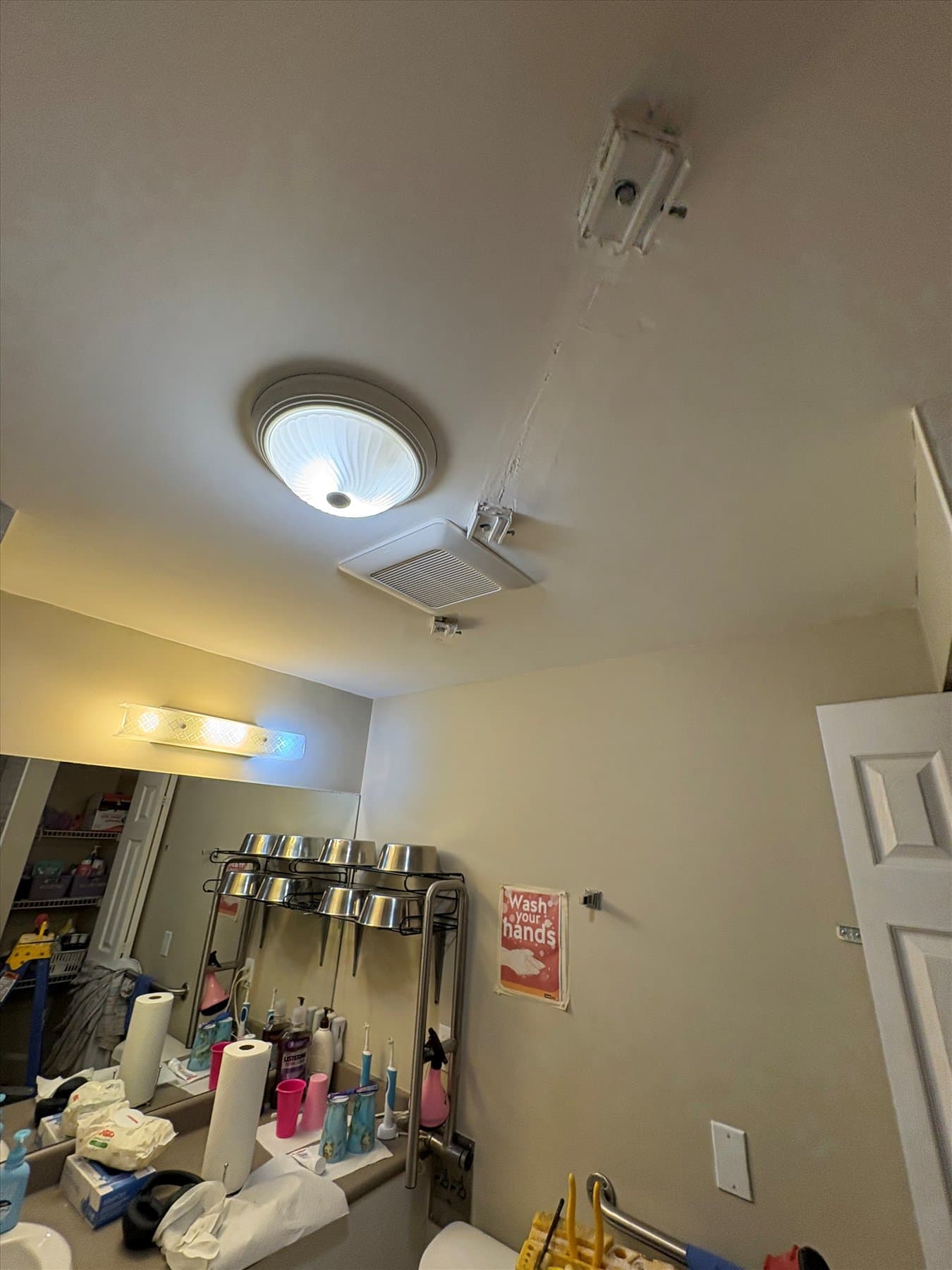 Accessible bathroom before the fan replacement